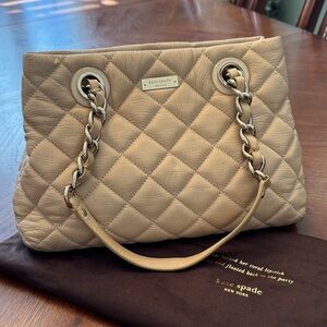 Kate Spade Quilted Cream Shimmer Shoulder Bag